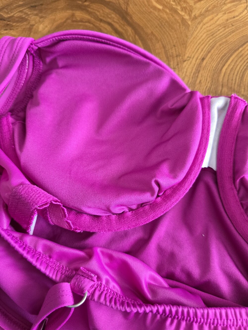Lands' End Women's Twist Front Tankini Bright Magenta Swim Top Size 12 - Picture 4 of 5